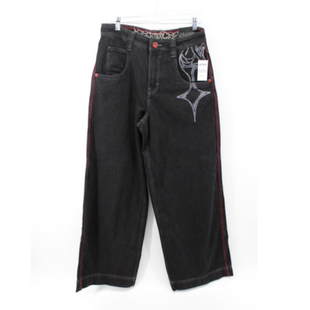 NWT Vitriol Black Ultra Wide Leg Jeans Size 30 x32 Gothic Baggy Streetwear